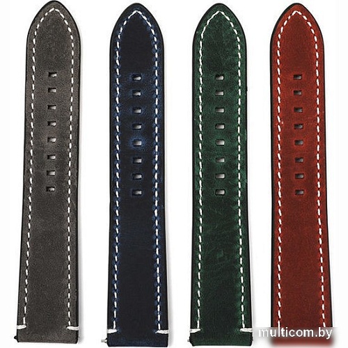 Ремешок Rumi кожаный Leather GT3 22 мм (матовый черный)