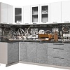 Угловая кухня Интерлиния Мила Пластик 1.2x2.5 (мрамор/белый глянец/кастилло темный)