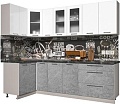 Угловая кухня Интерлиния Мила Пластик 1.2x2.5 (мрамор/белый глянец/кастилло темный)