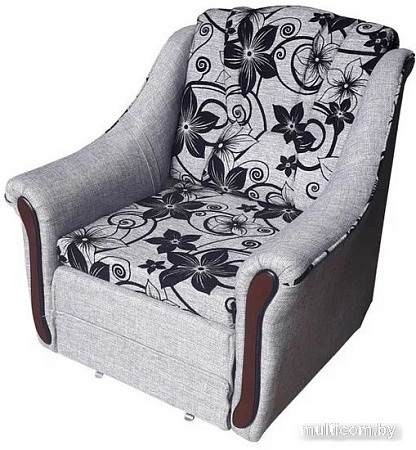 Кресло-кровать Асмана Виктория (рогожка цветок черный)