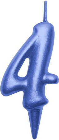 Свеча для торта Мультидом Овал Цифра 4 МС5-44 (синий)