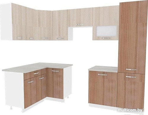 Угловая кухня ВерсоМебель Эко-6 1.4x2.7 левая (ясень шимо светлый/ясень шимо темный)