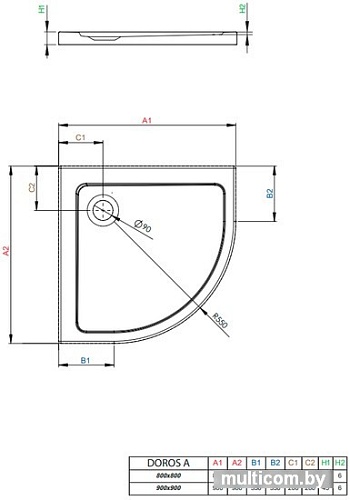 Душевой поддон Radaway Doros A 90х90