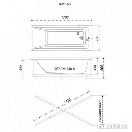 1AcReal Тори 170х70 (с каркасом и экраном)