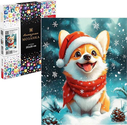 Алмазная мозаика Феникс+ Новогодний корги 70842