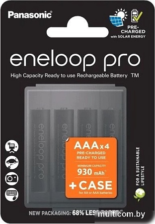 Аккумулятор Panasonic Eneloop Pro AAA BK-4HCDE/4CP+case (4 шт)