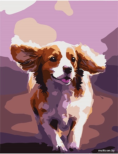 Картина по номерам Рыжий кот Радостный чарльз-спаниель Х-3907