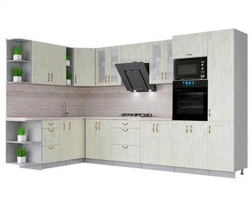 Готовая кухня Интерлиния Мила Крафт 1.88x3.4 левая (дуб снежный)