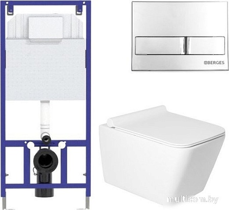 Унитаз подвесной Saniteco KW-9004W в комплекте с инсталляцией + 525 040000 + L3 040013