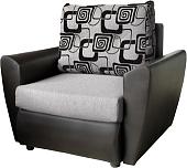 Кресло-кровать Асмана Квадро (кубики/рогожка серая кожзам черный)