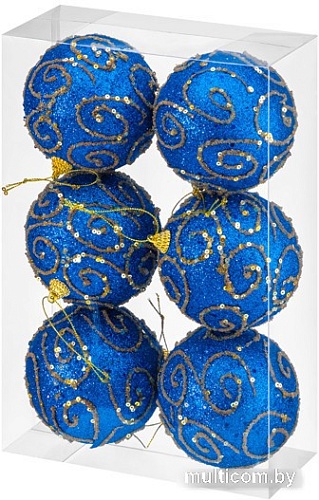 Елочная игрушка Elan Gallery Вензеля 970097 (6 шт, синий)