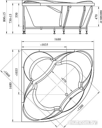 Ванна Radomir Филадельфия 168x168