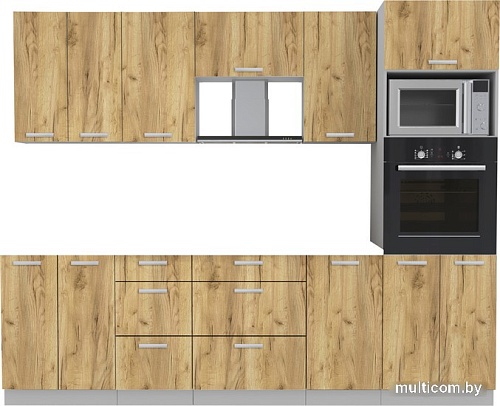 Готовая кухня Интерлиния Мила Лайт 2.6 ВТ без столешницы (дуб золотой/дуб золотой)