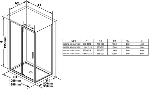 Душевая стенка Ravak Blix Slim BLSPS-80 (полированный алюминий/прозрачный)