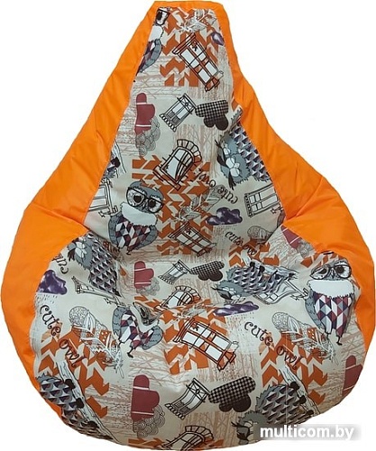Кресло-мешок LoftyHome Груша L (оксфорд/велюр, оранжевый)