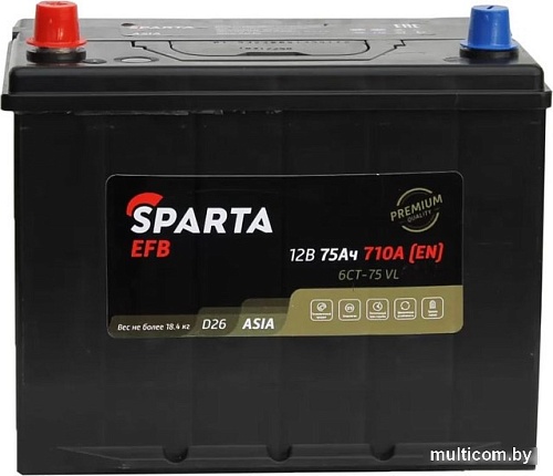 Автомобильный аккумулятор Sparta EFB Asia 6СТ-75 Рус 710A (75 А·ч)