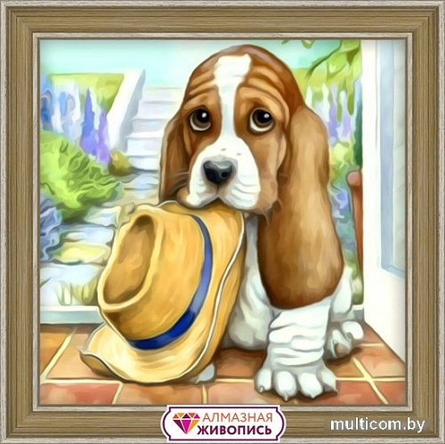Алмазная мозаика Алмазная Живопись Маленький бассет АЖ-1545