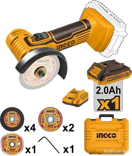 Угловая шлифмашина Ingco CAGLI76012 (с 1-им АКБ, кейс)