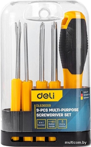Набор отвертка с битами Deli DL636009 (8 предметов)