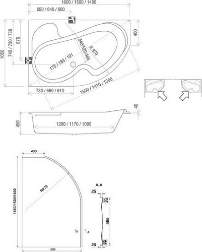 Ванна Ravak Rosa 105x140