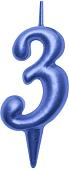 Свеча для торта Мультидом Овал Цифра 3 МС5-43 (синий)