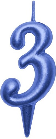 Свеча для торта Мультидом Овал Цифра 3 МС5-43 (синий)