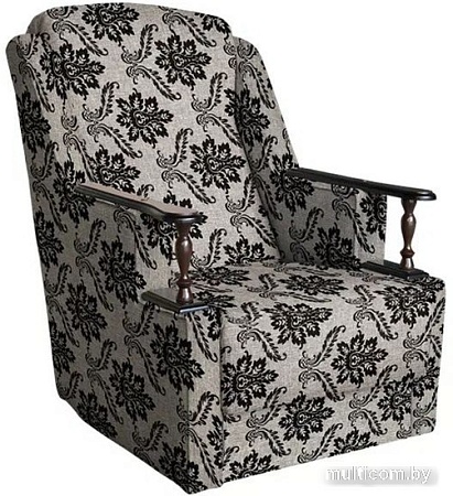 Интерьерное кресло Асмана Анна с деревянными подлокотниками (вензель коричневый/рогожка)