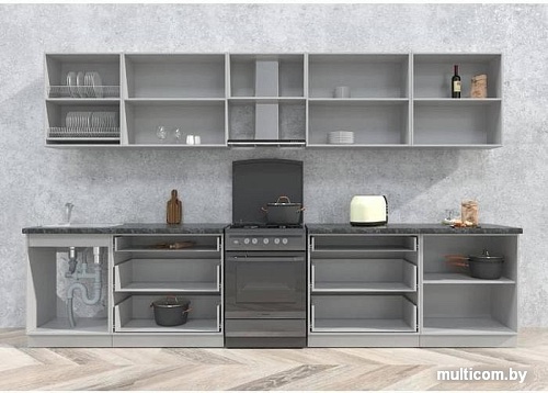 Кухня Интерлиния Мила Матте 3.5 Б (белый/белый/опал светлый)