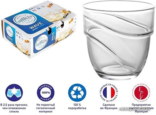 Набор стаканов для воды и напитков Duralex Wave Clear 1050AB06C0111