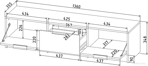 Тумба Интерлиния ТВ Концепт КТ-ТВ3-35 (серый/антрацит)