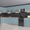 Угловая кухня Интерлиния Мила Матте 1.5x4.0 Б левая (океан/океан/травертин серый)