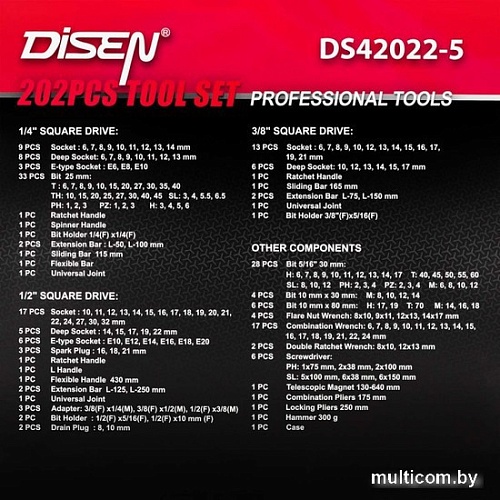 Набор домашнего мастера Disen DS42022-5 (202 предмета)