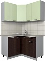 Угловая кухня Интерлиния Мила Лайт 1.2x1.3 (салатовый/дуб венге)