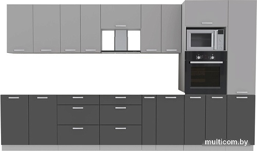 Готовая кухня Интерлиния Мила Лайт 3.6 ВТ без столешницы (серебристый/антрацит)