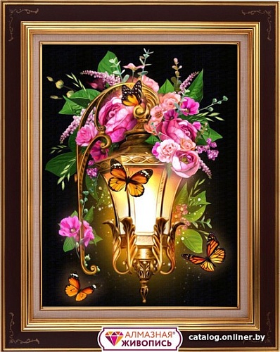 Алмазная мозаика Алмазная Живопись Фонарь в шиповнике АЖ-1723