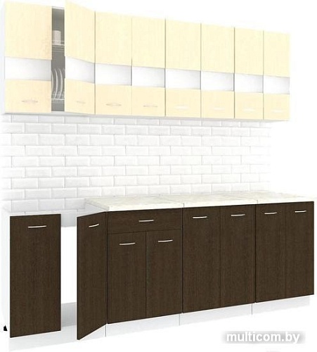 Кухня Кортекс-мебель Корнелия Экстра 2.3м (венге светлый/венге/мадрид)
