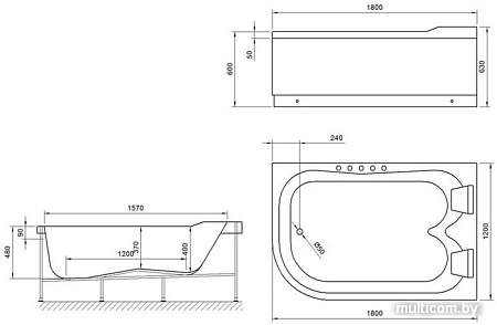 Ванна Royal Bath 180x120 R RB331100 (с каркасом)
