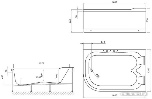 Ванна Royal Bath 180x120 R RB331100 (с каркасом)