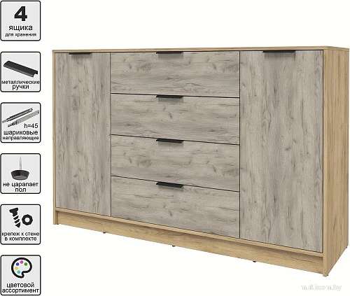 Тумба Интерлиния Концепт КТ-Т160 (дуб серый/дуб золотой)