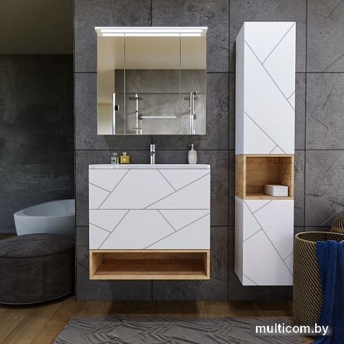 Бриклаер Шкаф с зеркалом Кристалл 75 (белый)