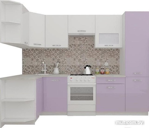 Угловая кухня ВерсоМебель ЭкоЛайт-5 1.3x2.7 правая (белый/вереск)