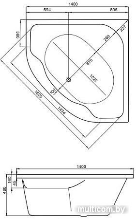 Ванна Santek Мелвилл 140x140 1WH302402