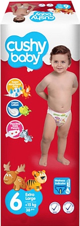 Подгузники Cushy Baby Extra large 15 кг (38 шт)