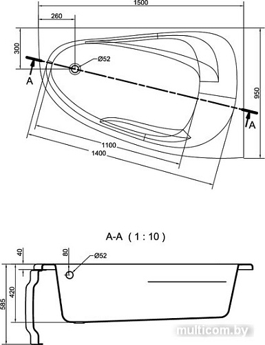 Ванна Cersanit Joanna New 150x95 (правая)