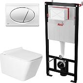 Унитаз подвесной Saniteco KW-9004W в комплекте с инсталляцией + AM101/1120 + M71-BL-01