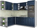 Готовая кухня Интерлиния Мила Шато 1.88x2.4 ВТ левая (индиго/индиго/опал светлый)