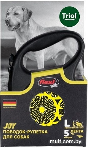 Поводок-рулетка Triol Flexi Joy Lemon L 11101012 (черный/желтый)