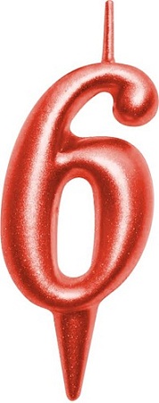 Свеча для торта Мультидом Овал Цифра 6 МС5-36 (красный)