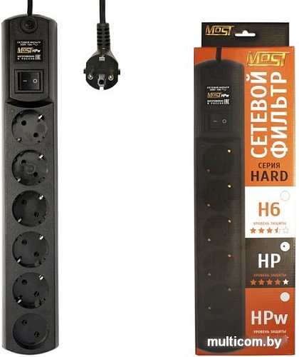Сетевой фильтр Most HPW 2 м (черный)