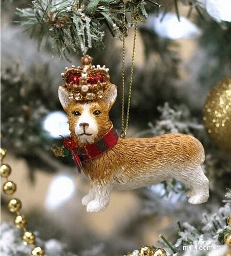 Елочная игрушка Gisela Graham Limited London Christmas. Корги в короне 12763